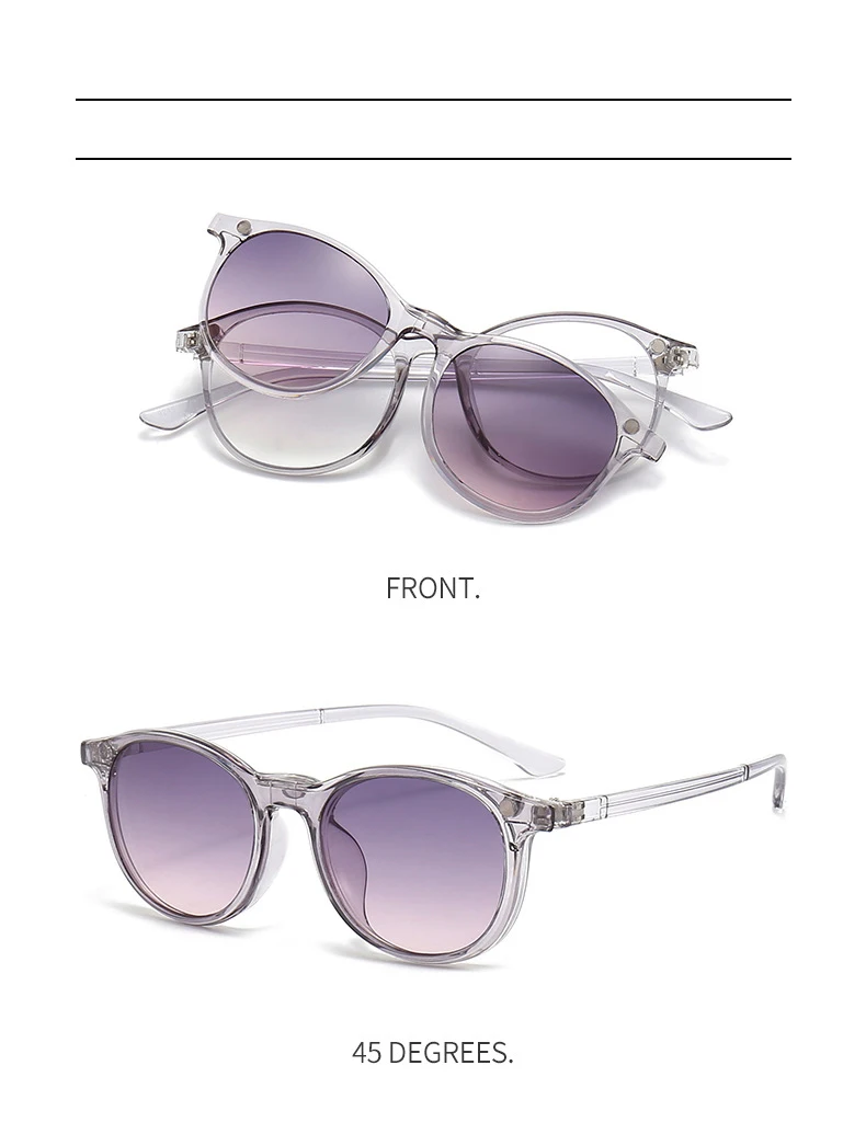 Vcka transparenten Rahmen Frauen Myopie Sonnenbrille 6 in 1 Mode polarisierten Magnet clip auf Brille verschreibung pflicht ige Brille-0.5 ~-6,0 – Detail 14