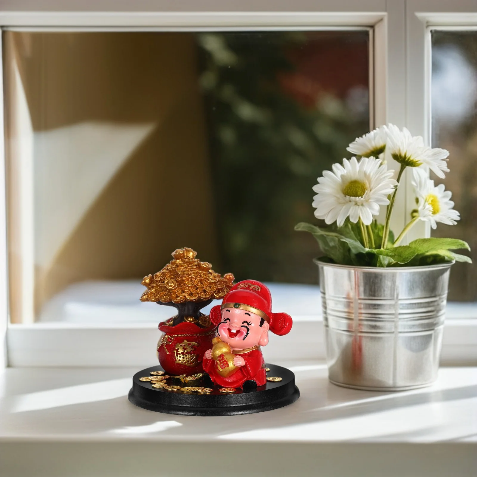 

God of Fortune Statue Resin Alloy Decorative Figurine Home Office Car Interior Wealth Ornaments Gifts