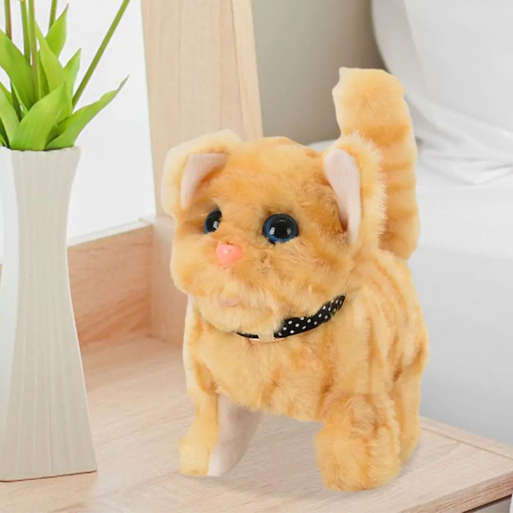 หุ่นยนต์แมวเดินได้ ของเล่นตุ๊กตาแบบอินเทอร์แอคทีฟสำหรับเด็ก ตุ๊กตาสัตว์นุ่ม ของเล่นสัตว์เลี้ยงอิเล็กทรอนิกส์ ของขวัญวันคริสต์มาสและวันเกิด