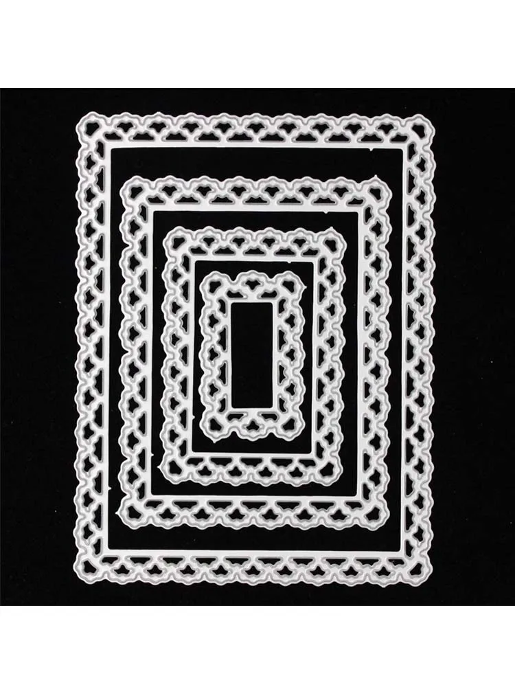 Lace Rectangle Frame Metal Cutting Dies Stencil Scrapbook Album Stamp Paper Card Embossing Decor Craft Knife Mould