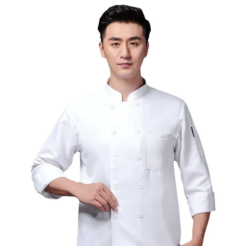 Chef Clothing Long-sleeved Sweat-absorbent Breathable Hotel Kitchen Western Restaurant Cafeteria Chef Uniform Men's Work Clothes