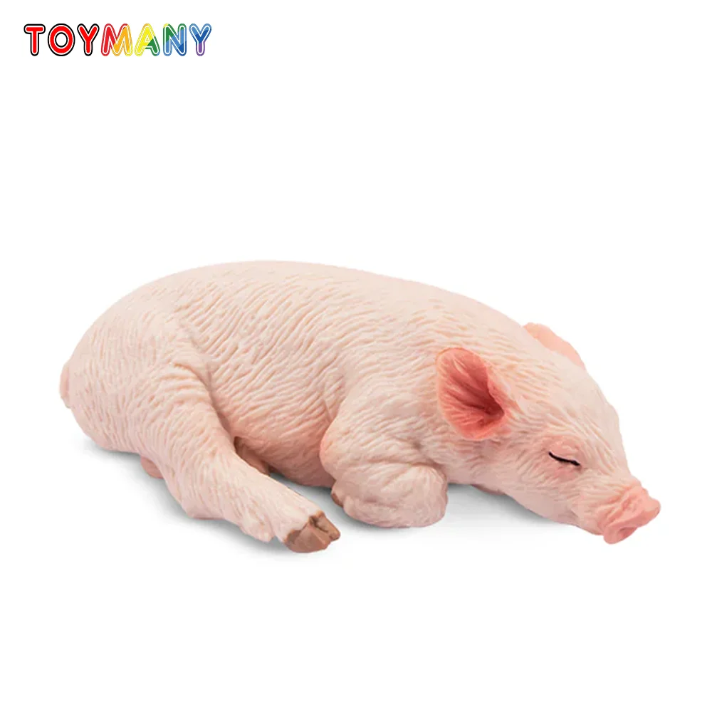 Toymany simulación durmiendo lechón rosa granja Animal modelo juguete Mini figuras muñecas figuras de acción juguetes niños regalo pastel decoración