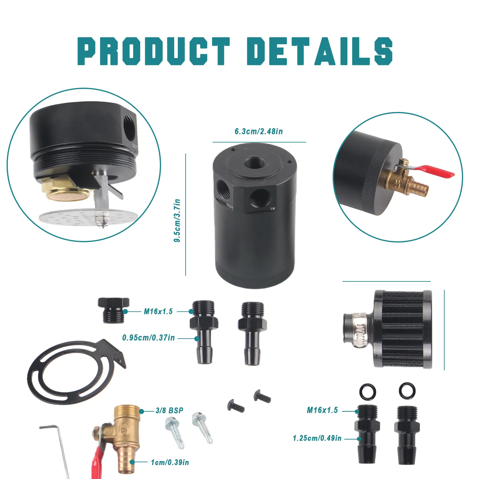 علبة مع فلتر الوقود ثنائي المنفذ من الألومنيوم لعلب التقاط الزيت العالمي وخزانات الخزانات