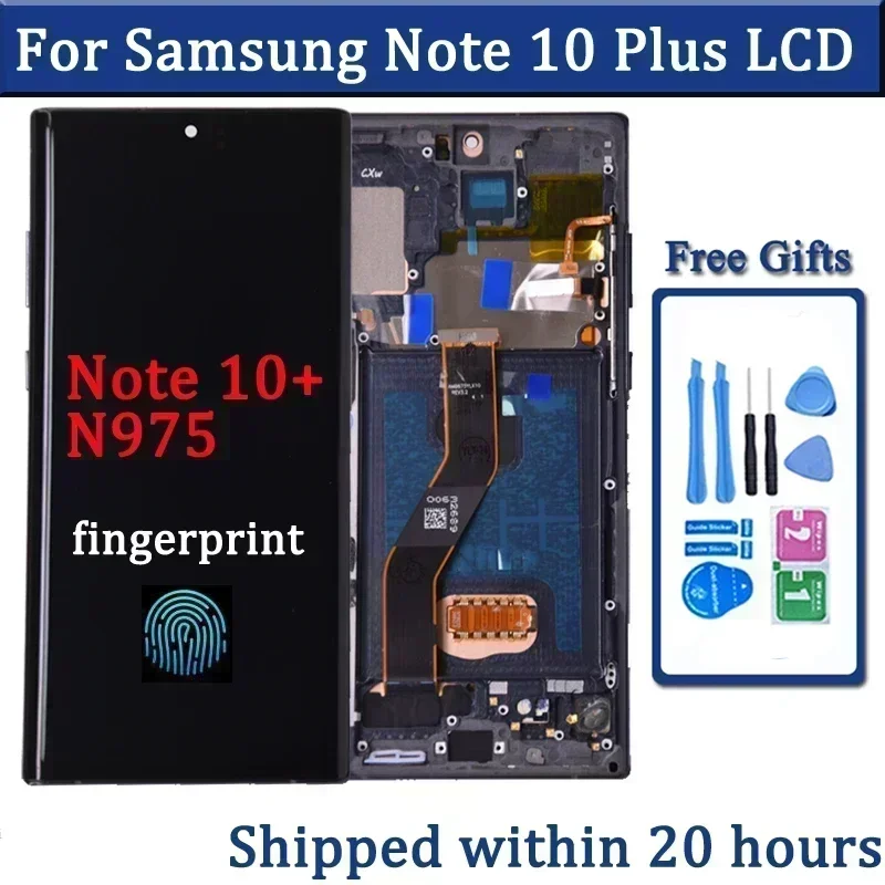 AMOLED Note 10 Plus Screen For Samsung Note10+ N975F Lcd Display Touch Screen with Frame Support S Pen Fingerprints