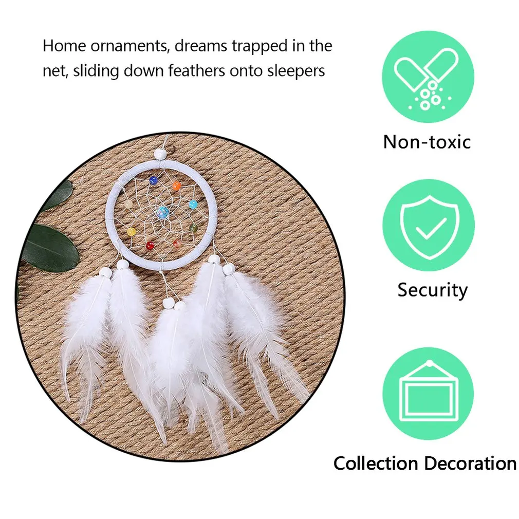 Atrapasueños colgante de plumas para el hogar y el coche, adorno artesanal para decoración de pared y dormitorio, regalo, 1 unidad