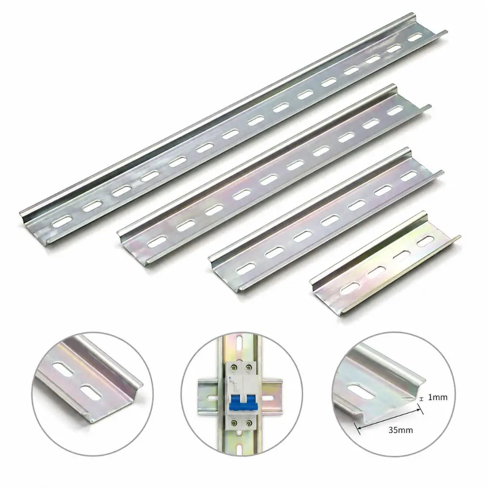 Durable Aluminum DIN Rail Universal Type 1mm Thickness Terminal Blocks 10-50cm Circuit Breaker Relay