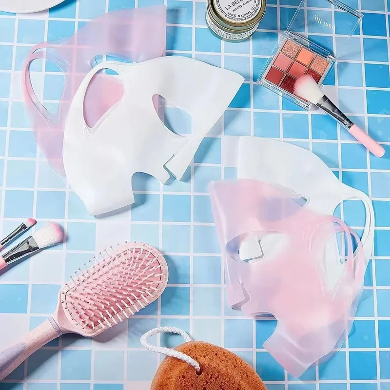 Reusable 3D Silicone Face Mask Cover Moisturizing Lifting Firming Anti Wrinkle V Shape Face Firming Gel Sheet Mask 4 Colors