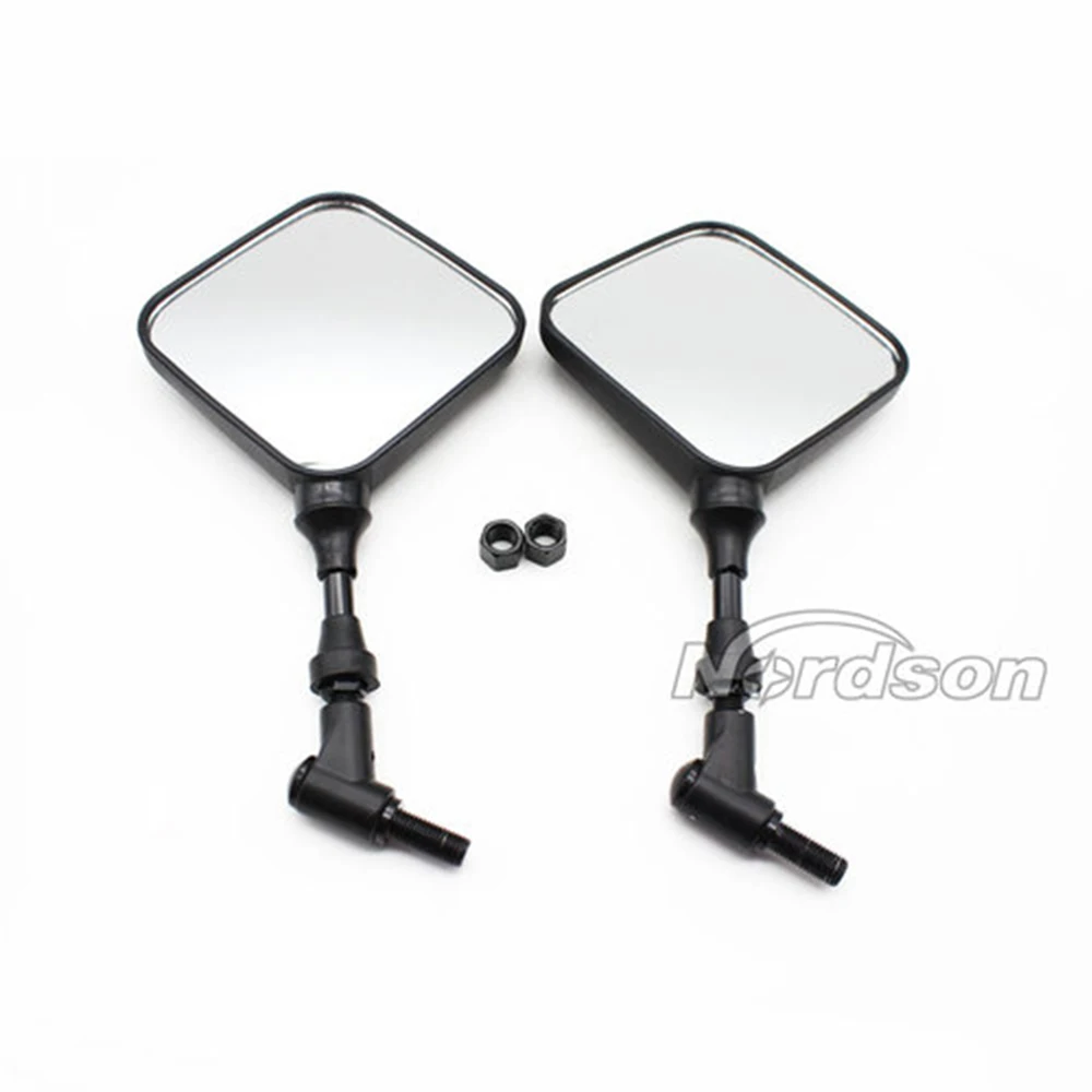 10MM Black Square Dual Sport Motorcycle Rearview Side Mirror Clear Glass Case M10 For Honda Suzuki Kawas