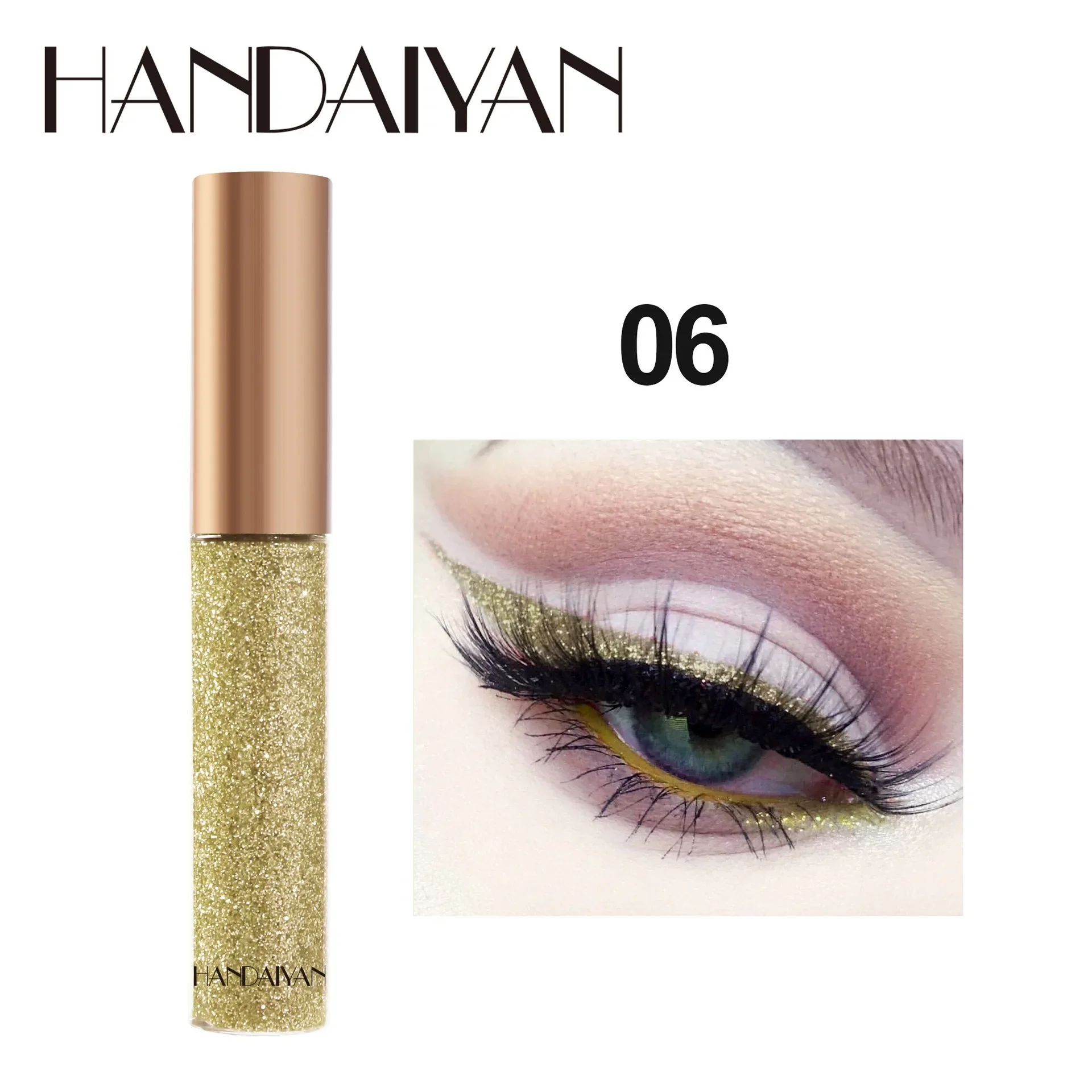 HANDAIYAN Glitzer-Flüssig-Eyeliner-Stift Funkelndes Hochglanz-Pigment Bühnen-Diamant-Lidschatten Langanhaltend Wasserfest Augen-Make-up – Detail 26