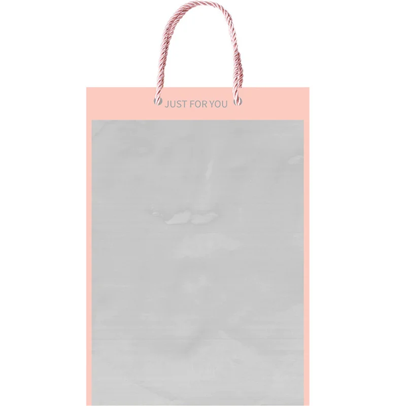 10 Pcs Rose Flower Tote Bags Clear Packaging Bags Handbag Bouquet Wrapping Floral Supplies Gift Bag Valentine\'s Day Decor