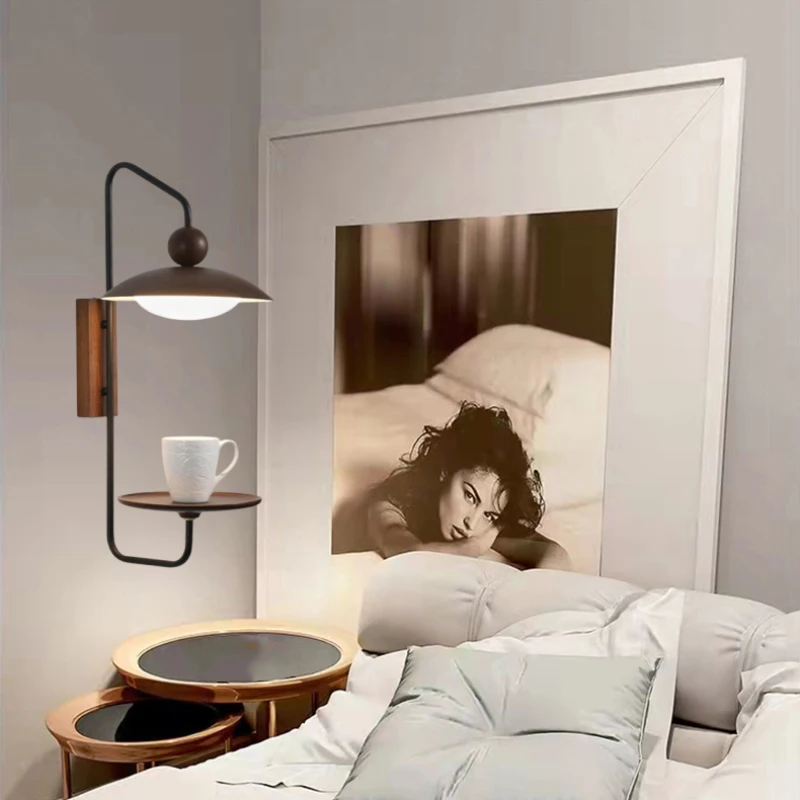 Modern Practical LED Wall Light Black Metal Living Room Bedroom Creative Sconce Art Deco Lamp