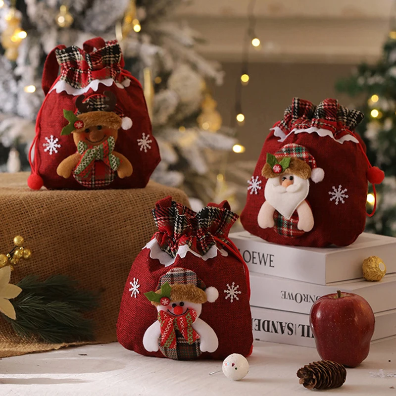 1pc Creative Old Man Snowman Gift Bag Christmas Decorations Bag 25*20cm Candy Bag Festival Gifts Ornament Decor 2024 New Year image 4