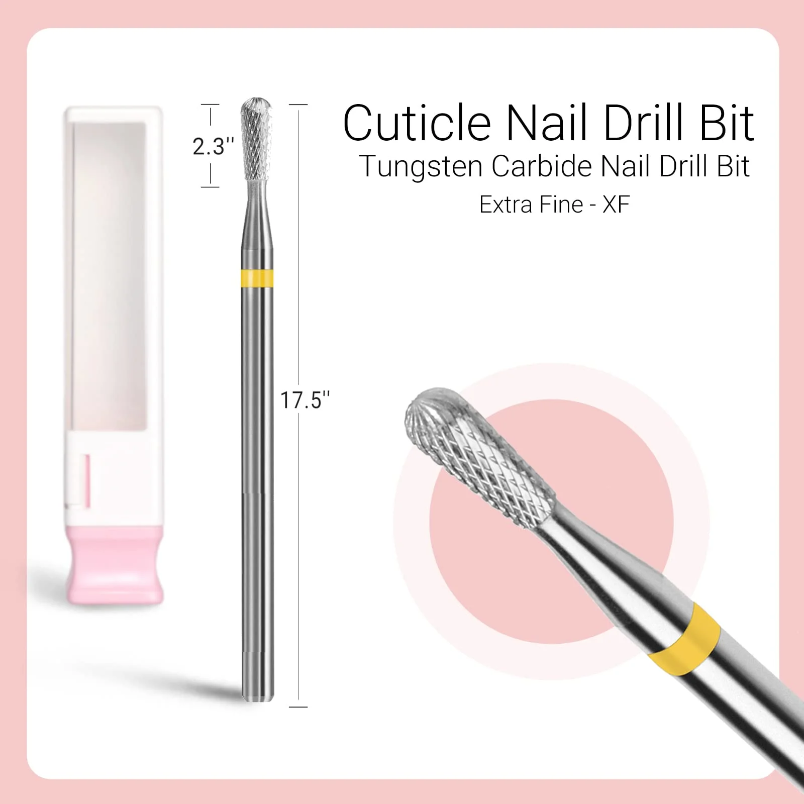 3/32''(2.35MM) Pear Shape Safety Carbide Manicure Drill Bits for Cuticle Dead Skin Nail Prepare Home Salon Supply