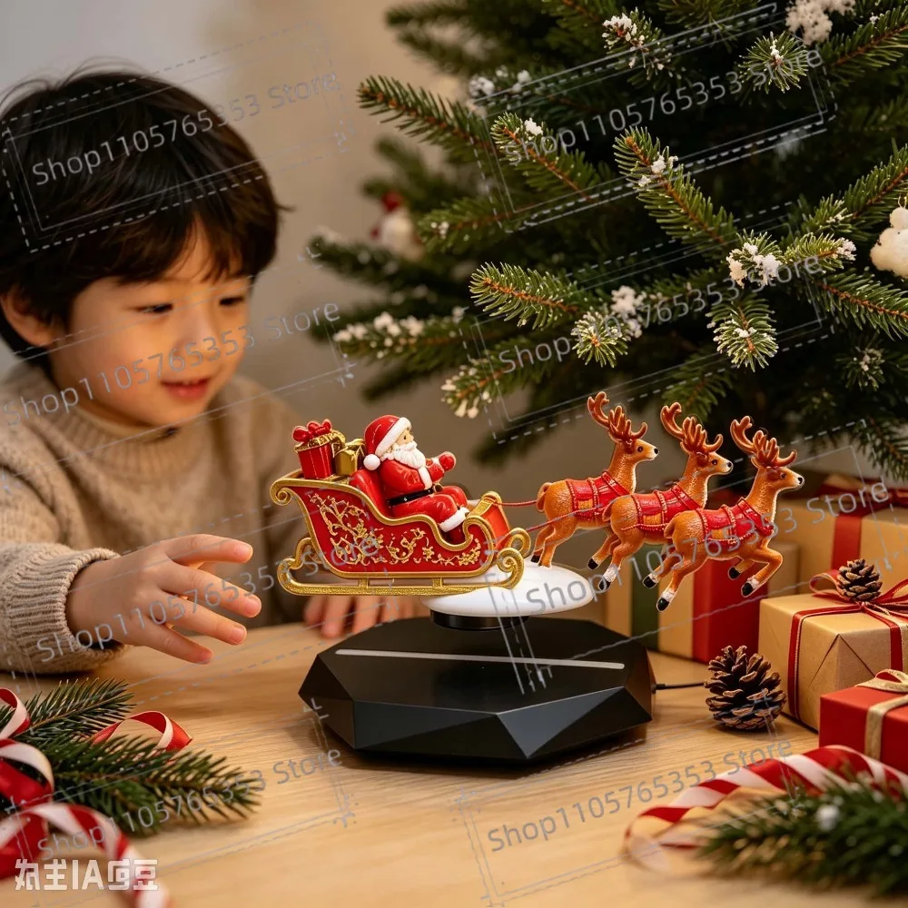 2026 Magnetic LevitationChristmas Santa's Flying Sleigh, Floating Xmas Display for Home Office Unique Christmas Home Gifts