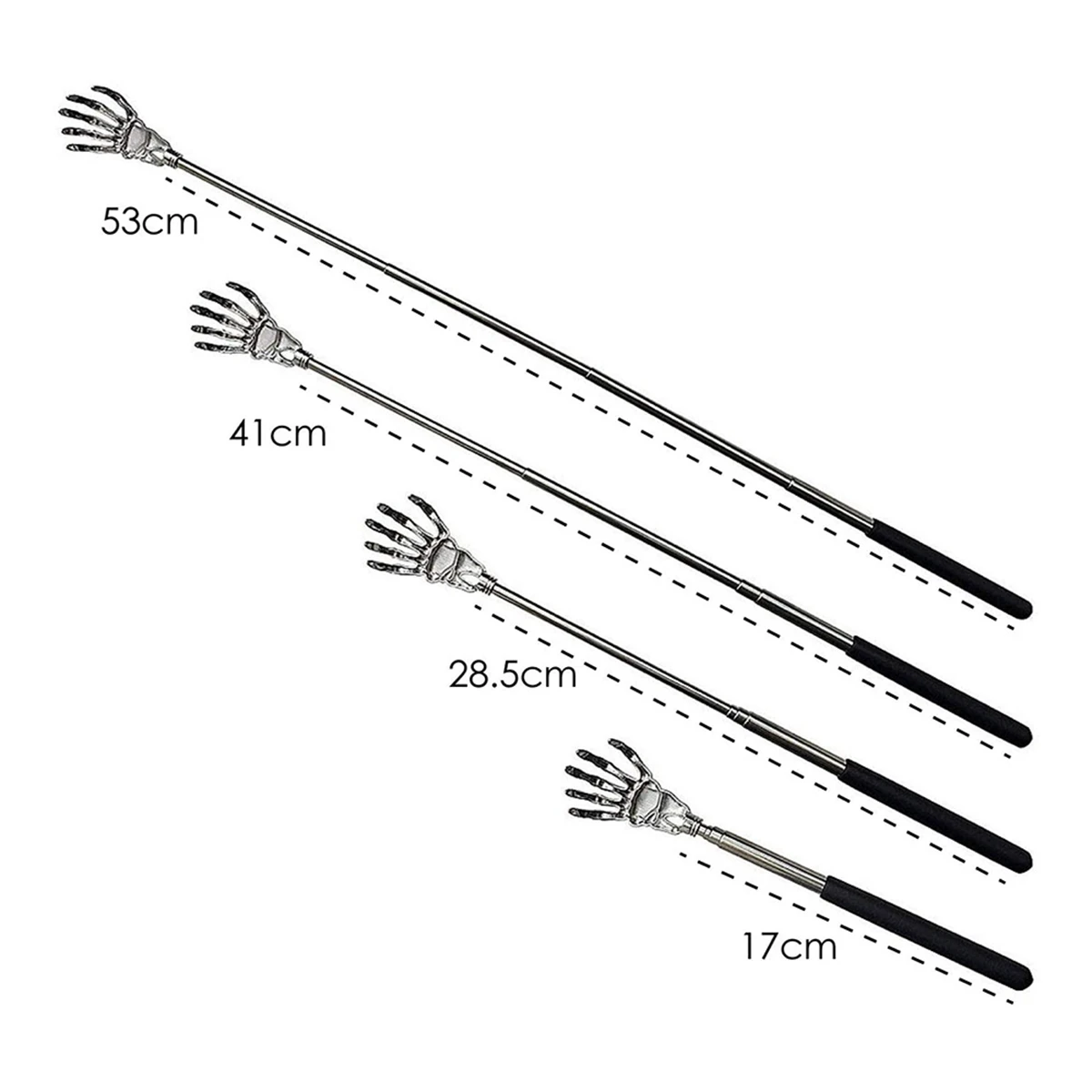 Rugschraper Met Intrekbaar Handvat-Roestvrijstalen Skelet Handgreep-Back Massager-Body Massager Hoofdschraper