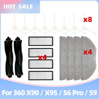 Compatible For 360 X90, X95, S6 Pro, S9 Robot Vacuum Cleaner Replacement Parts Accessories Main Side Brush Hepa Filter Mop Cloth