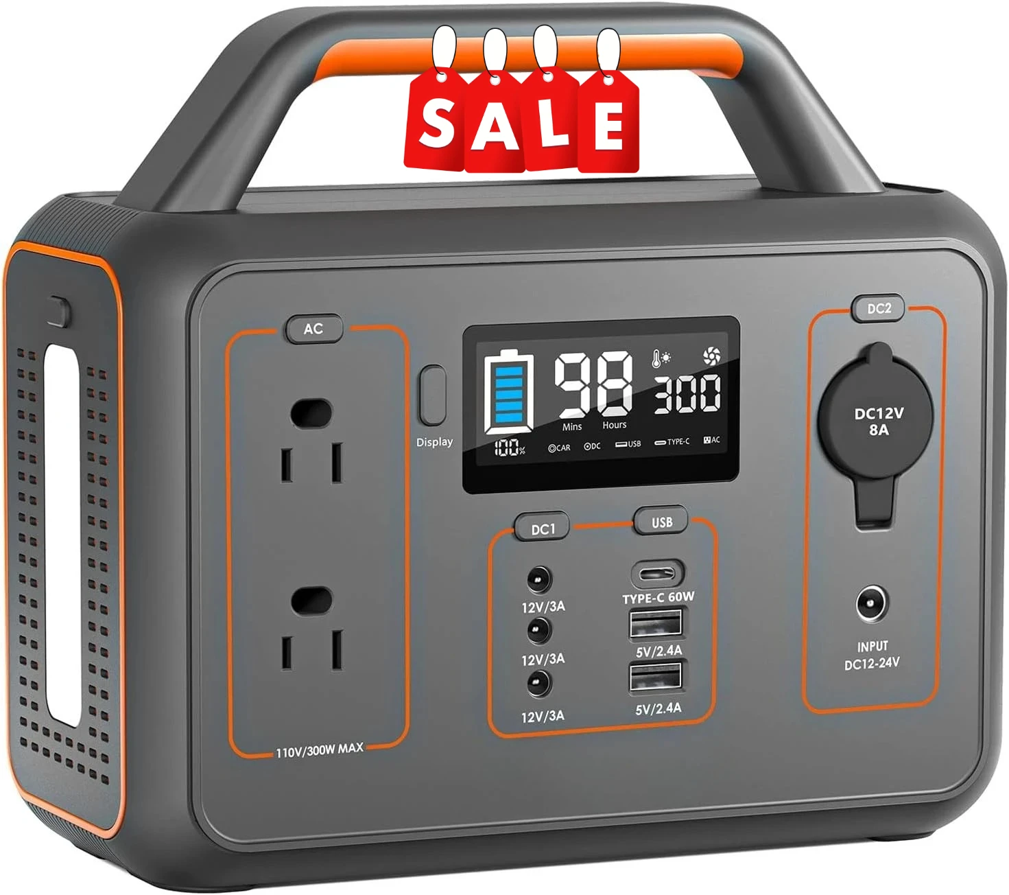 

Portable Power Station 300W, 280Wh Solar Generator with 110V Pure Sine Wave AC Outlet, Backup Lithium Battery Generator