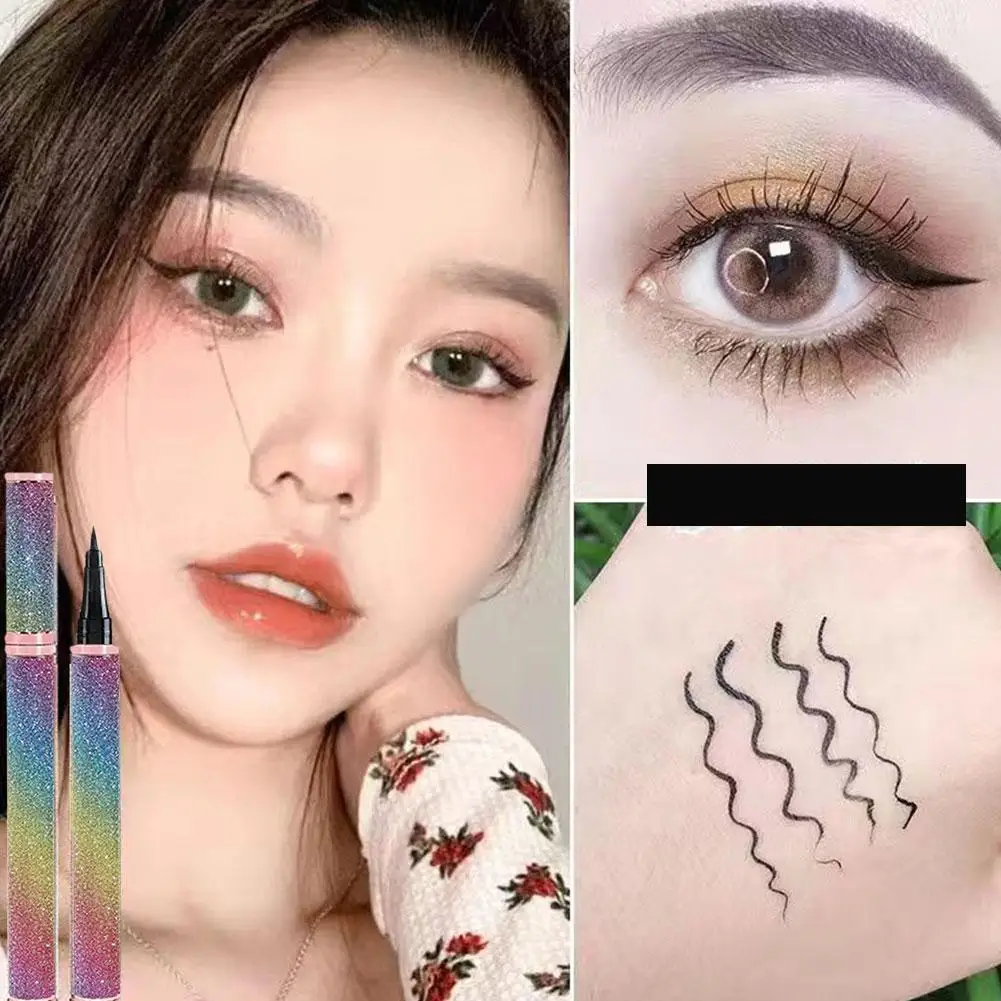 كحل مرصع بالنباتات مقاوم للماء كحل سائل ، مقاوم للماء ، أسود ، سائل ، مستحضرات تجميل ، مكياج ، ماء ، b1a1