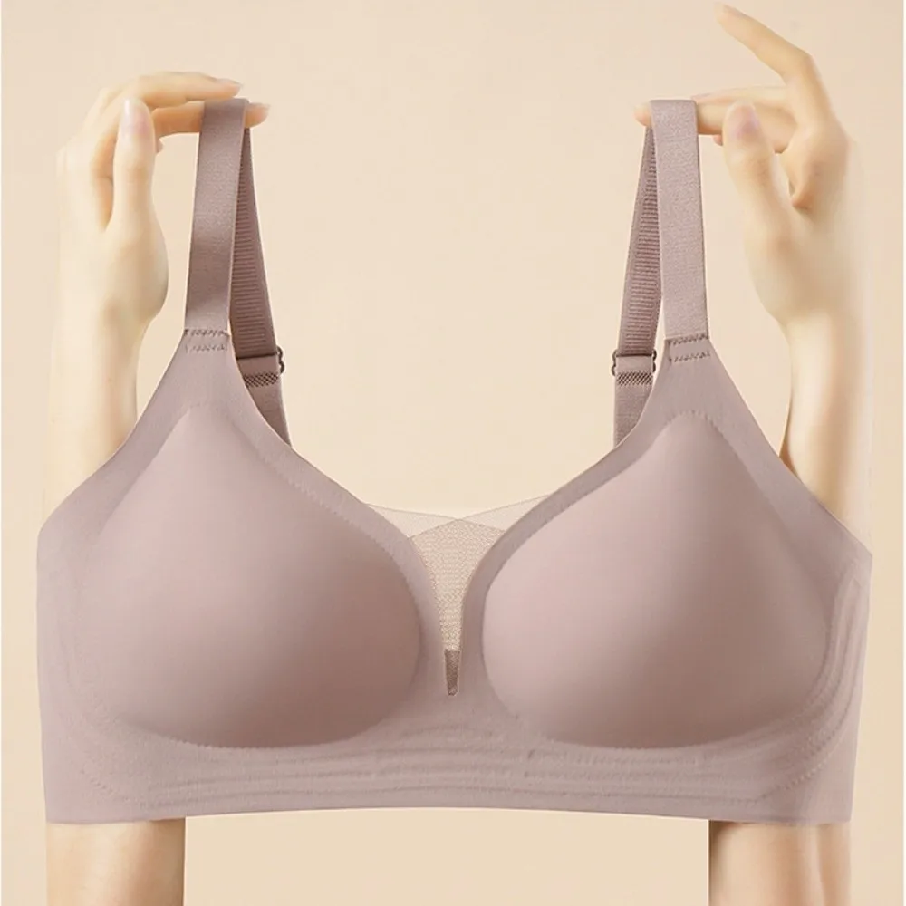 Sujetadores ajustables sin costuras, ajustados, a prueba de golpes, inalámbricos, con escote en V profundo, lencería, pechos recogidos, ropa interior push-up para Yoga