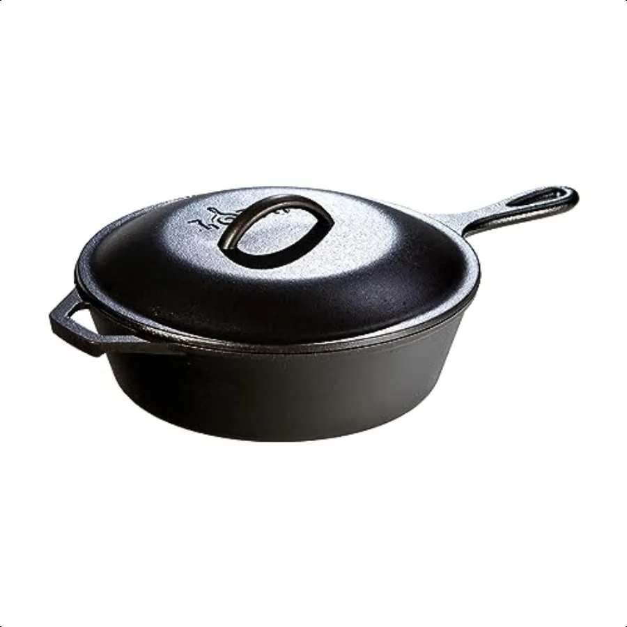 

L8CFKPLT Cast Iron Covered Chicken Fryer PreSeasoned 3Quart Black