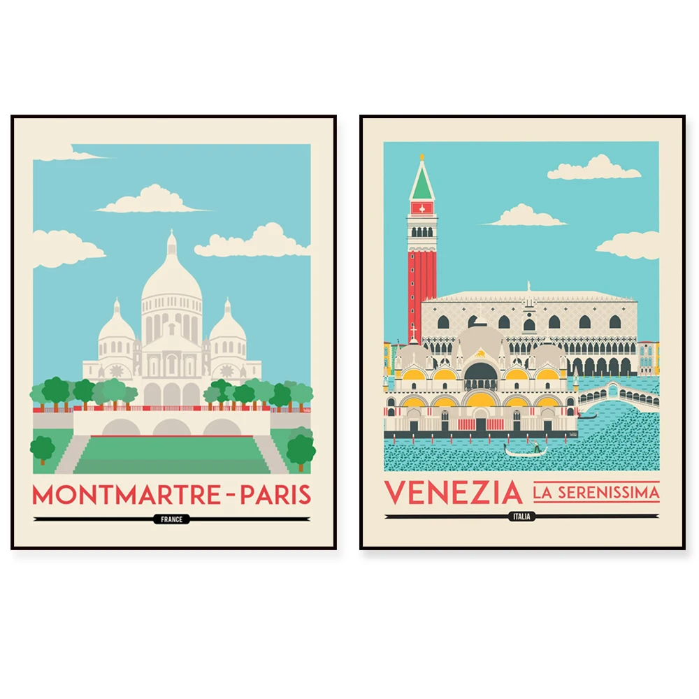 Atlanta, Sydney, Amsterdam, Montmartre, California, Ball, Vietnam, Manchester, Buenos Aires, Hawaii, Oakland travel poster