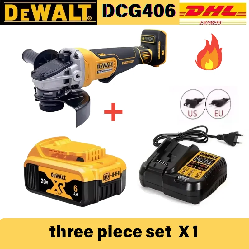DEWALT DCG406 Brushless Angle Grinder 125mm Flat Head 18V Lithium Battery Tools Bare Cutting Machine Tool rotary tool