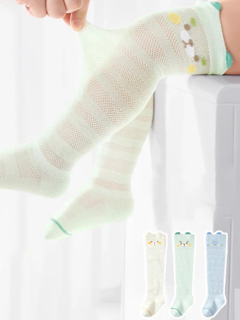 

Baby Mesh Thin Socks Toddler Soft Skin-friendly Long Socks Kids Summer Breathable Cotton Stockings Girls Boys 0-6M 6 Pairs