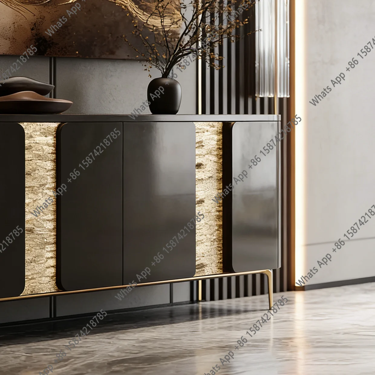 

GThe New Medieval Style Entrance Cabinet Design Sense Solid Wood Carving Side Cabinet Integrated Against The Wall Entrance Cabin