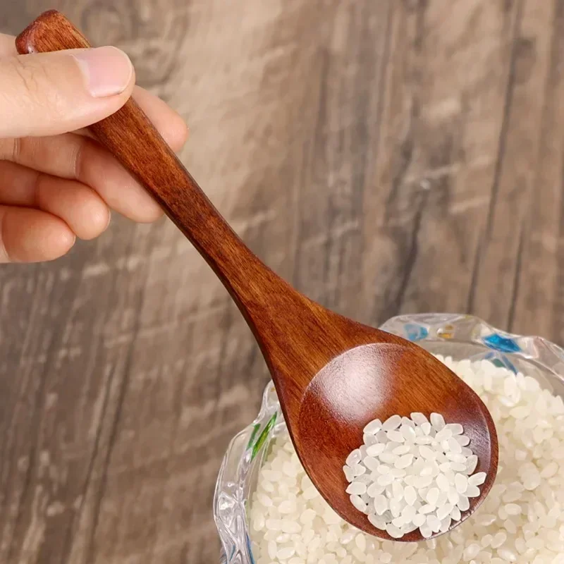 1/4Pcs Wooden Spoon Bamboo Kitchen Korean Style Natural Wood Soup Spoons Mirror Polishing Tableware Honey Coffee Dessert Scoop