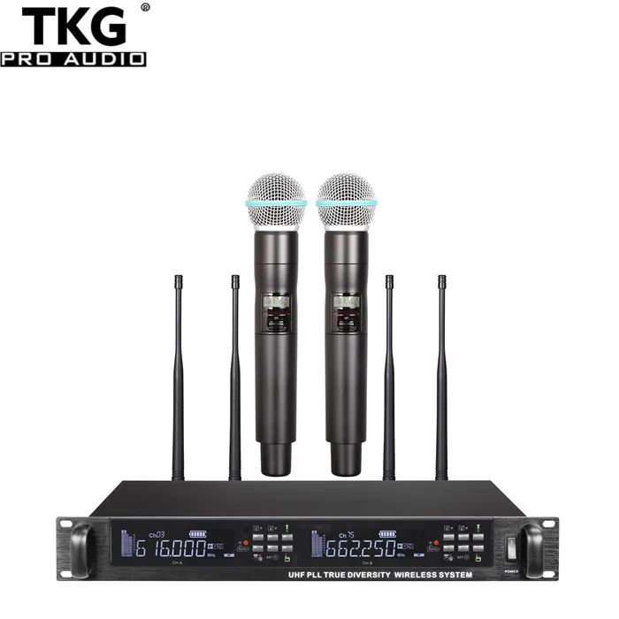 

TKG True Diversity professional quality P300 performance 2 channel uhf microphone system dual wireless microphone system