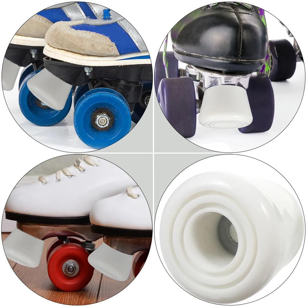 Roller Skate Brakes 4 White Heads 4 Screws Sturdy Lightweight Large Area Adjustable Height Suitable Skates Easy Installation
