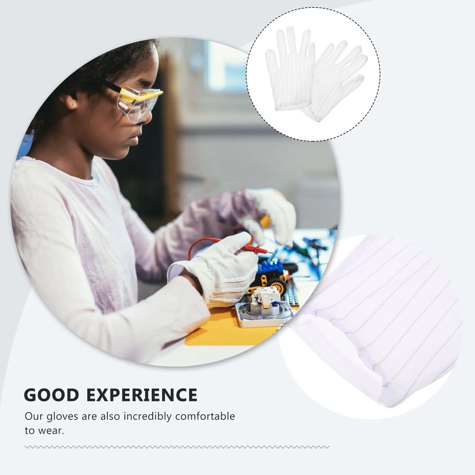 

10Pairs Anti Static Work Gloves Non Slip White Thick Comfortable Protective Gloves for Cleaning Coin Handling Jewelry