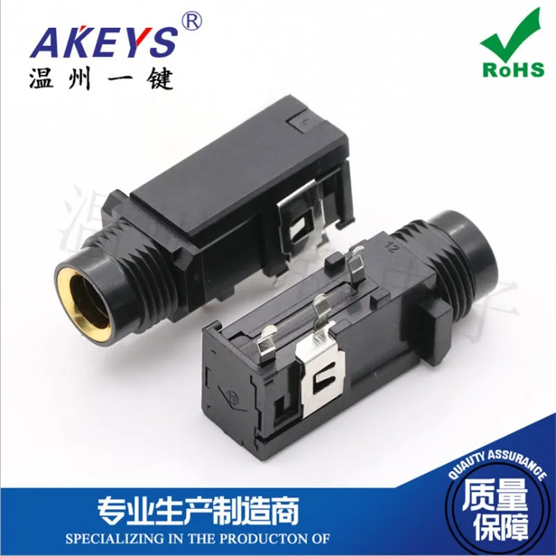 10 PCS 6.35 MM microphone socket 6.35-302S-3P  Tripod mono audio socket 6.35 microphone socket