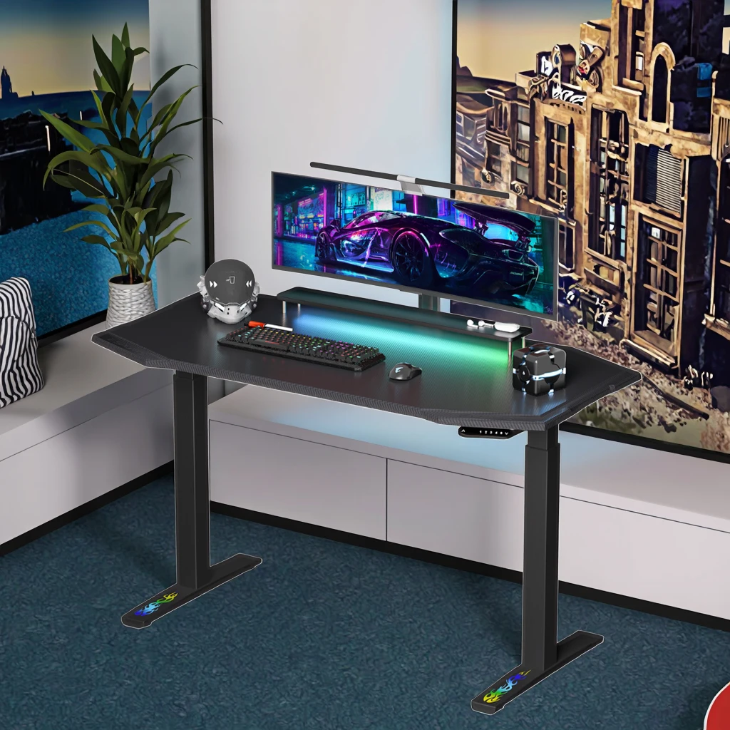 

55 X 28 Inch Electric Ergonomic Standing Desk with Dual Motors Heavy Duty Sturdy Frame Height Adjustable Sit Stand Gaming Table