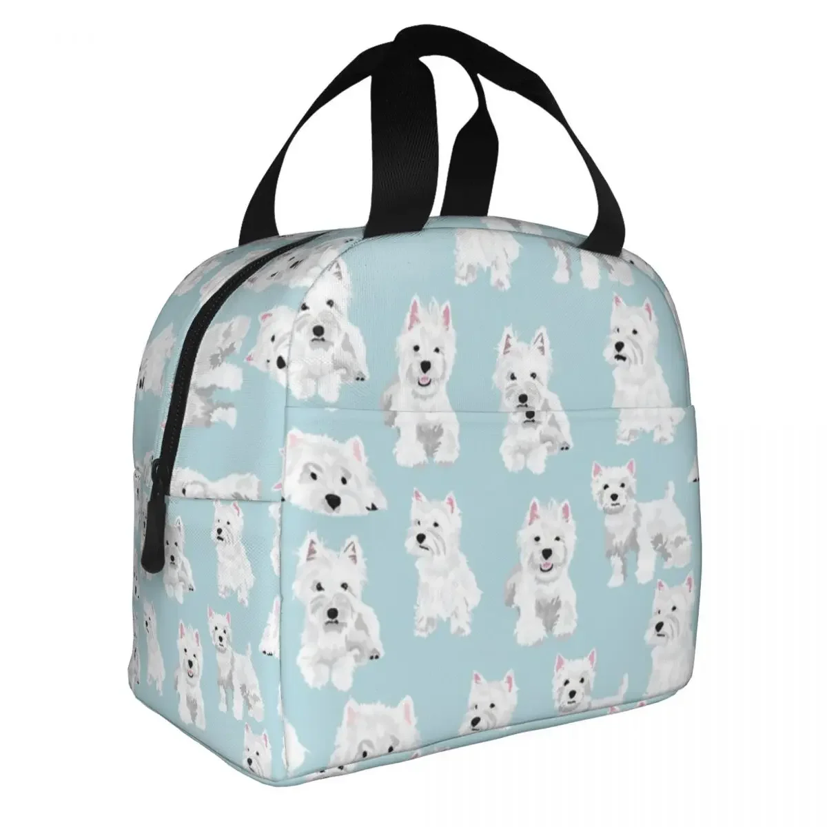 Westie Puppy Insulated Lunch Bags Thermal Bag Reusable West Highland Terrier Dog Large Tote Lunch Box Men Women School Outdoor