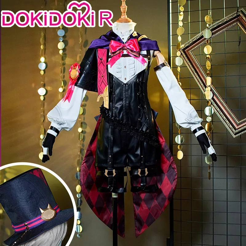 Disfraz de Lyney Genshin Impact【 XS-XXL, Cosplay de dokidoki-r Fontaine, mago Lyney, talla grande para Halloween