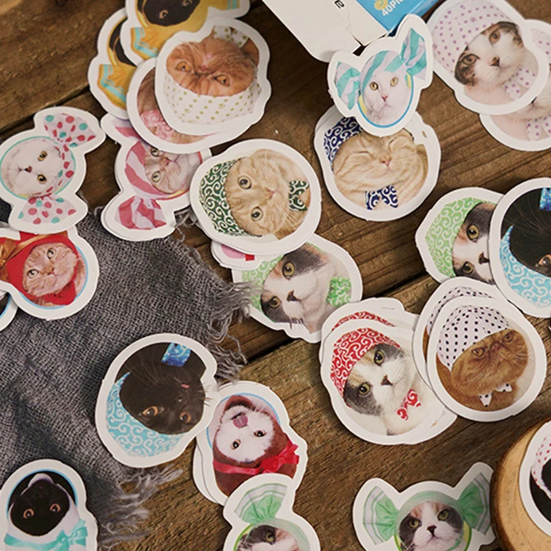 40 Pcs Cute Cat Stickers Kitty Sticker Waterproof Cats Vinyl Decals Funny Kitten Decor For Decorations Scrapbook Journal