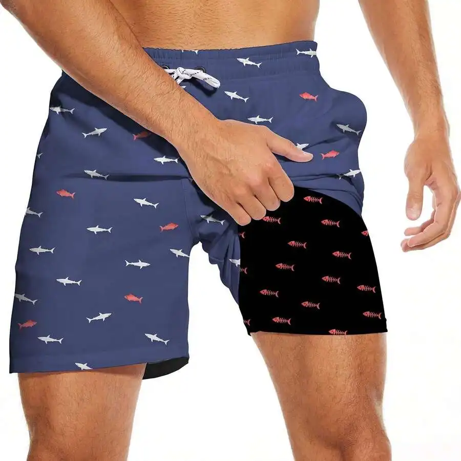 

Mens Quick Dry Swim Trunks With Compression Liner 5 Inseam 4 Pocket Bathing Suit