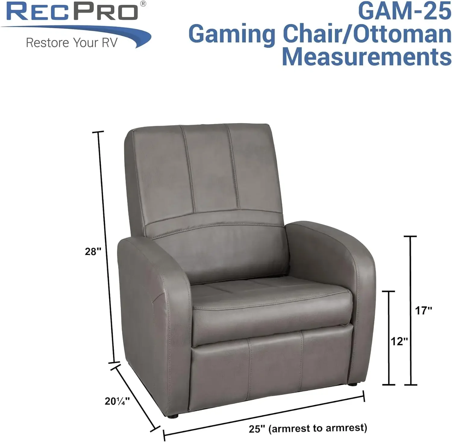 Charles RV Gaming Chair Ottoman Conversion | Built-in Storage | RV Furniture | Great for Teens