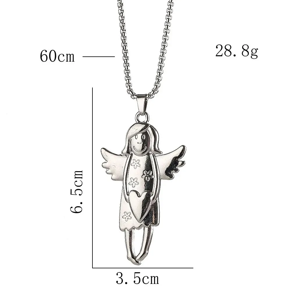 Metal Angel Girl Necklace Fashion Creativity Design Elegance Gathering Decorative Pendant Birthday Present Jewellery Accessories
