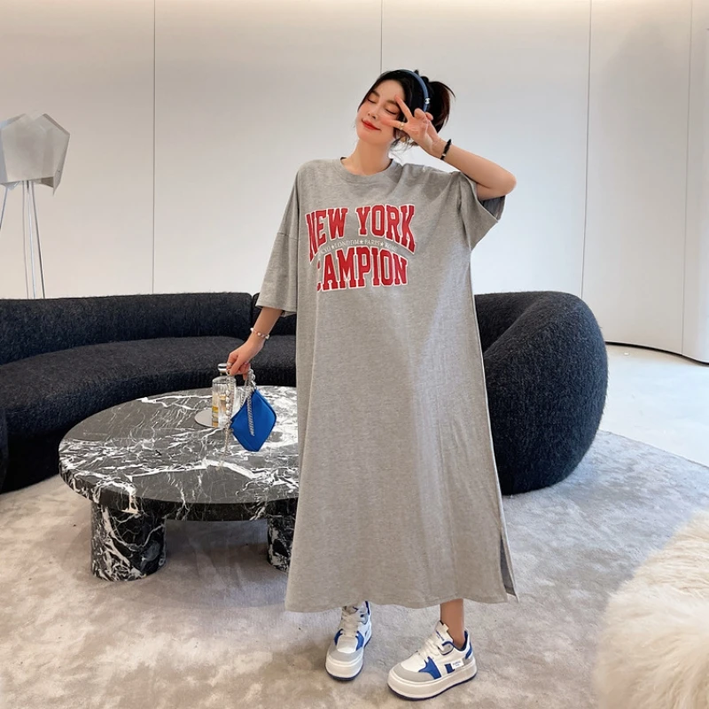 Women's Casual Oversized T Shirt Nightdress Summer Thin Short-Sleeved Pajamas Dress Female Fashion Loose Home Clothes Dress