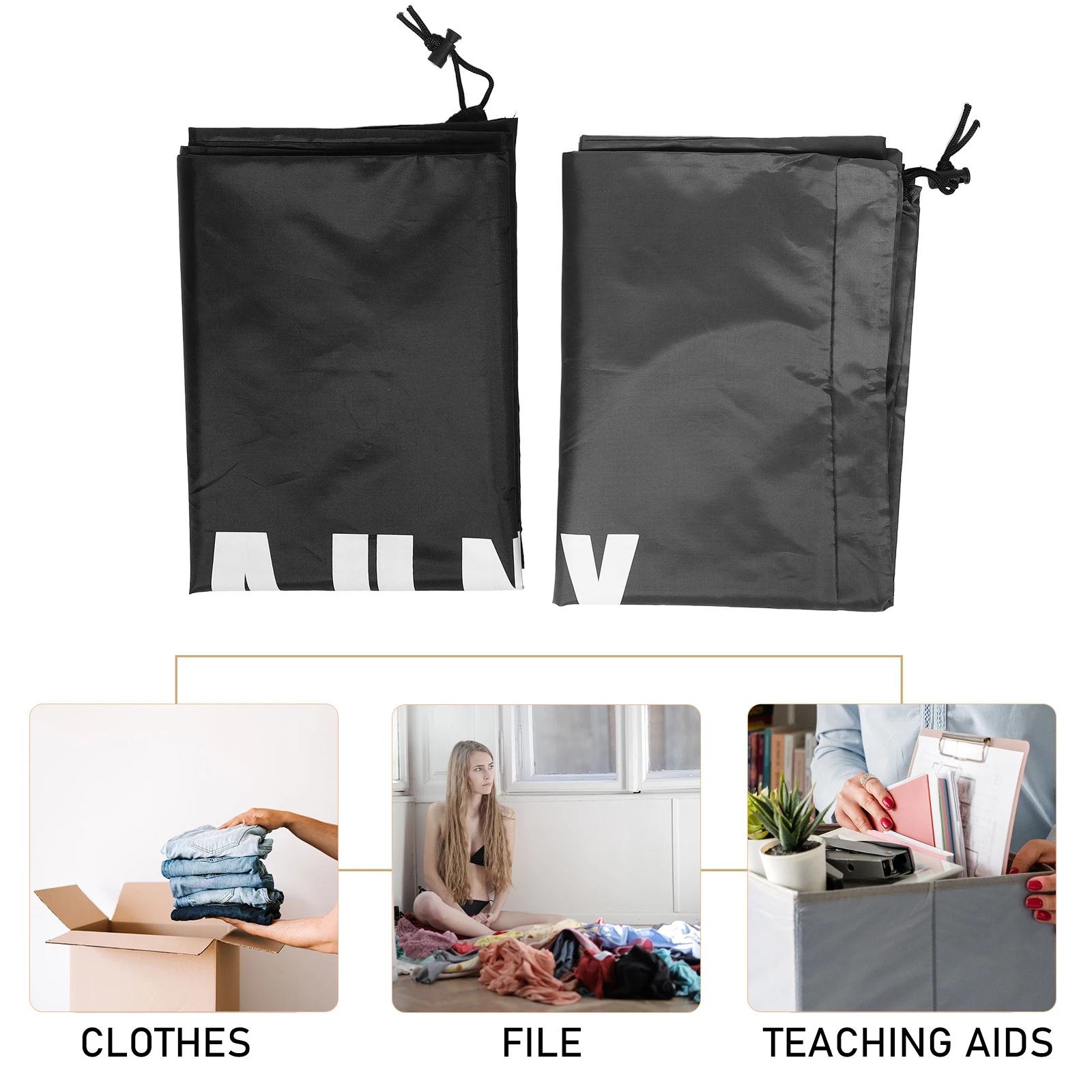 

2pcs Heavy Duty Laundry Bag Washable Large Dirty Clothes Organizer Drawstring Closure Travel Storage Bag For Clothes Shoes Gray