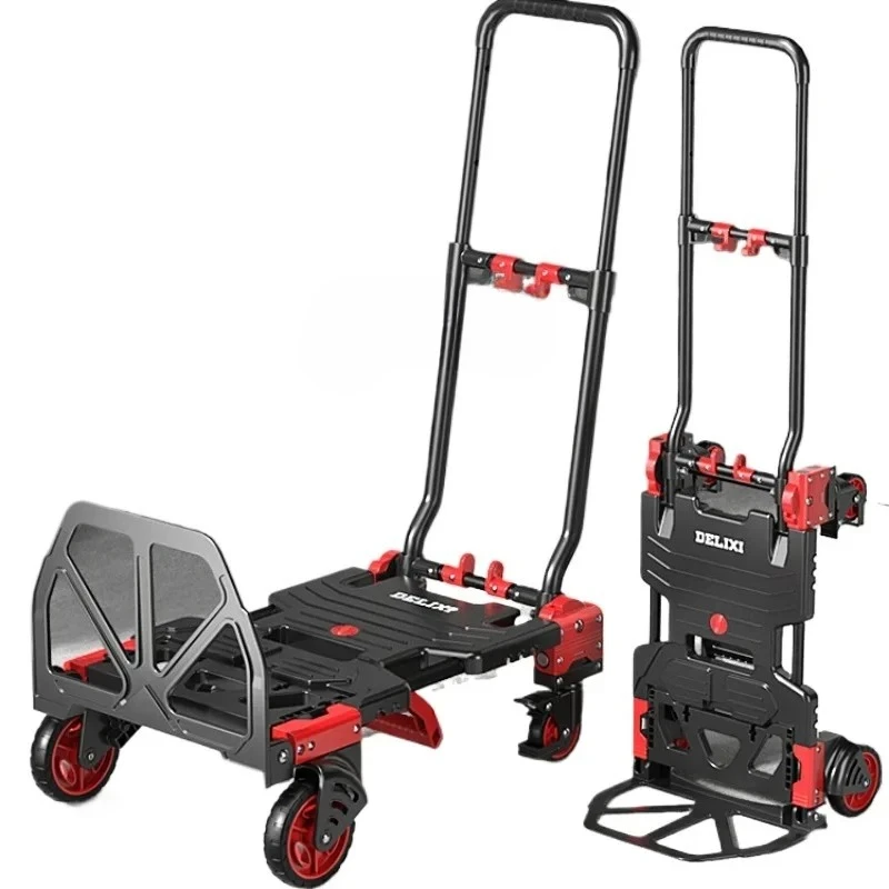 

ZK Platform Trolley Household Folding Hand Pull Shopping Cart Portable Mute Commercial Carrier