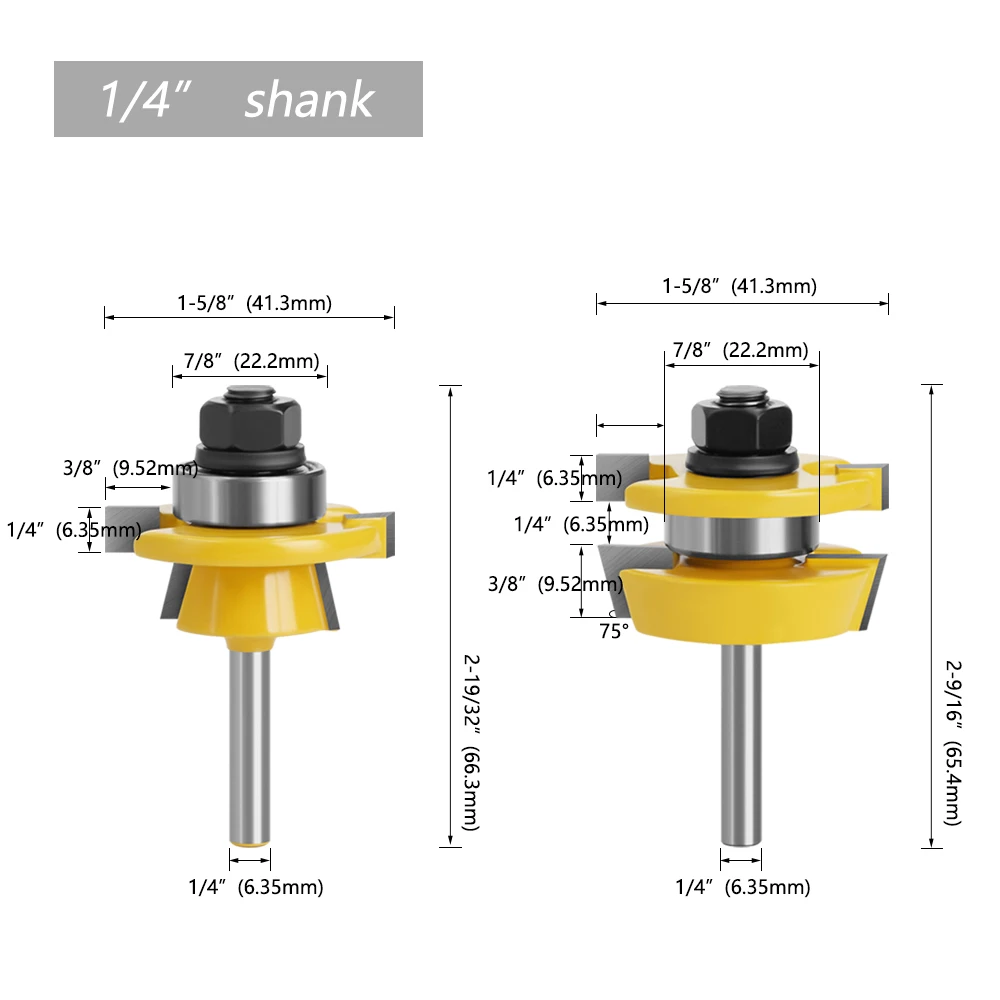 2 pcs 6mm Wood Milling Cutter Tools Shank Carpentry Machine Woodworking Routing Set Milling Head Profile Cutter Para Madera