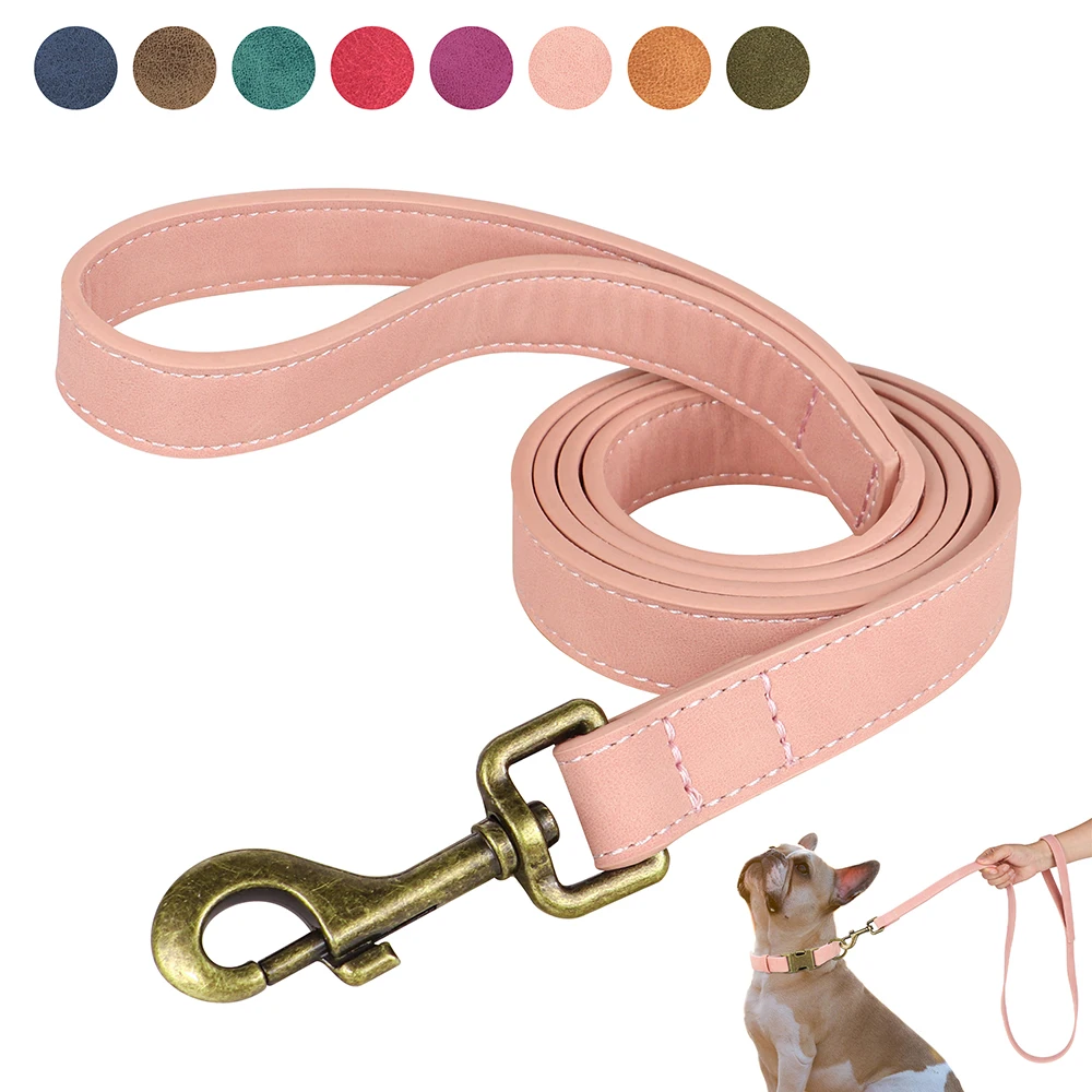 

120cm PU Leather Dog Leash Soft Padded Handle Pet Walking Training Leads for German Shepherd Golden Retriever Medium Large Dogs