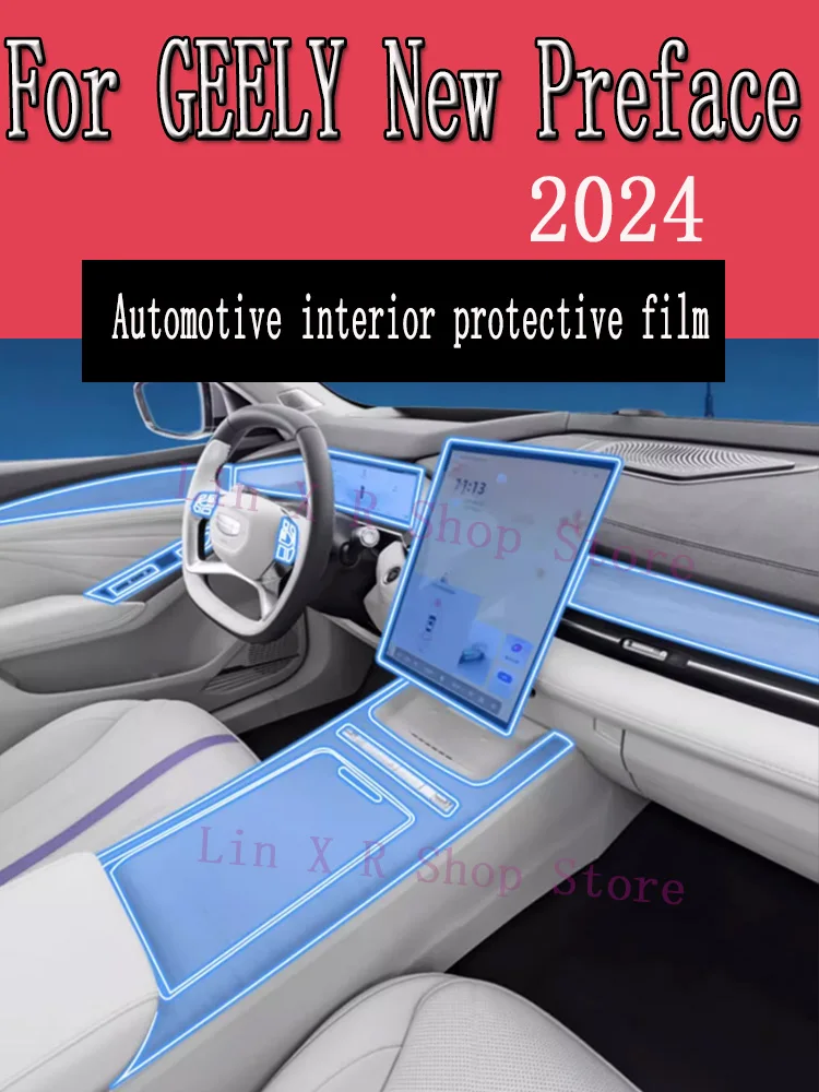 

For GEELY New Preface 2024 Gearbox Panel Navigation Screen Automotive Interior TPU Protective Film Cover Anti-Scratch Sticker