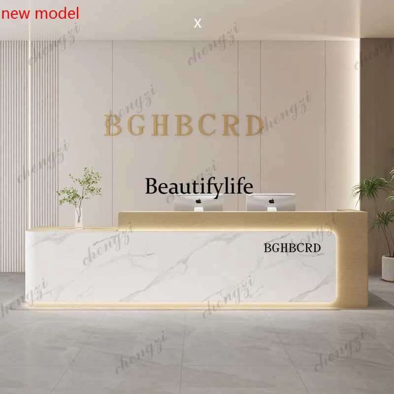 

Light Luxury Display Reception Desks Welcome Service Commericial Checkout Reception Desks Elegant Oval Bureau Office FurnitureN1
