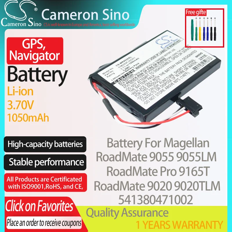 CameronSino Battery for Magellan RoadMate 9055 9055LM Pro 9165T 9020 9020TLM fits Magellan 03B292FJ20301 GPS,Navigator battery