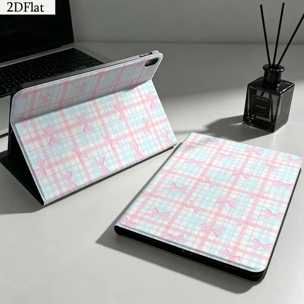 Cartoon Argyle Bow Pattern Gift For iPad Pro mini Air A16 A14 6 5 4 6th 7 7th 11th 9Gen 13 M5 11 A17 Pro M4 Inch Tablet Case 5