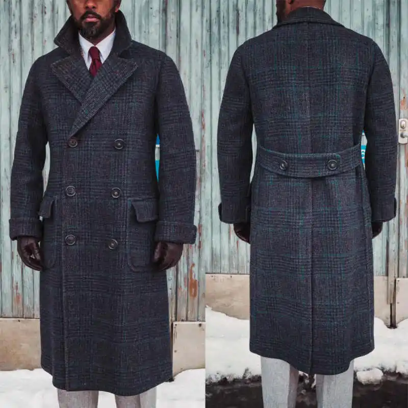 

Casual Autumn Winter Long Coat For Men Double Breasted Tweed Jacket Blazer Customized One Piece Outdoor Overcoat